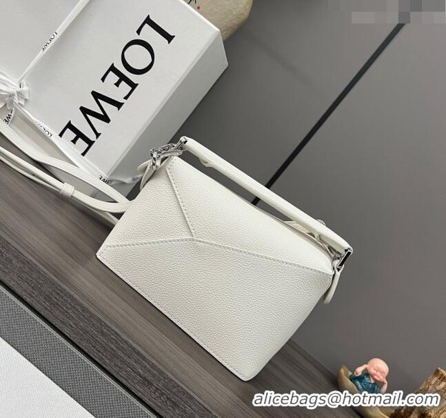 Best Quality Loewe Mini Puzzle Edge bag in Grained Calfskin 062312 White 2023