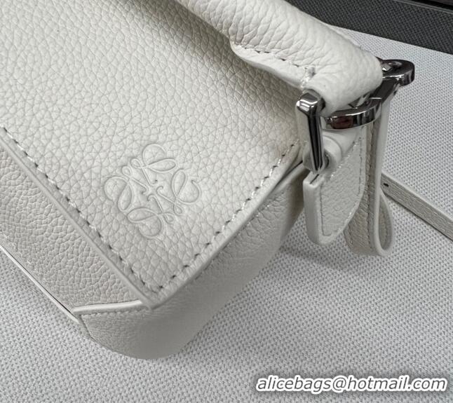 Best Quality Loewe Mini Puzzle Edge bag in Grained Calfskin 062312 White 2023