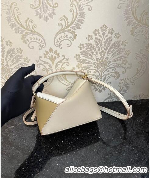 Buy Fashionable Loewe Mini Puzzle Edge bag in Classic Calfskin 062221 White/Yellow 2023