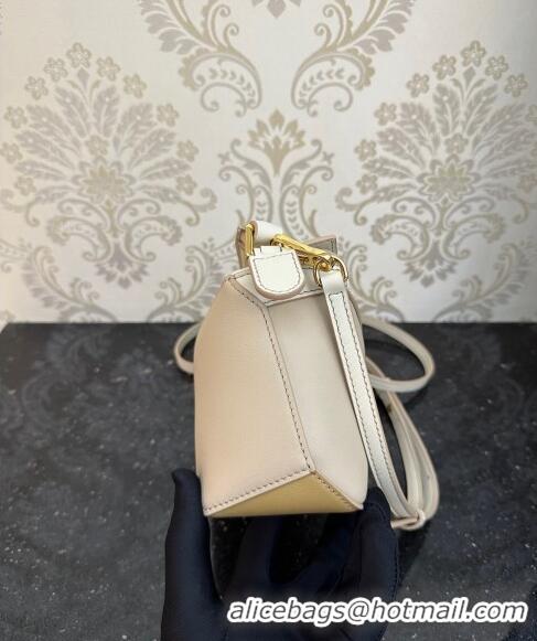 Buy Fashionable Loewe Mini Puzzle Edge bag in Classic Calfskin 062221 White/Yellow 2023