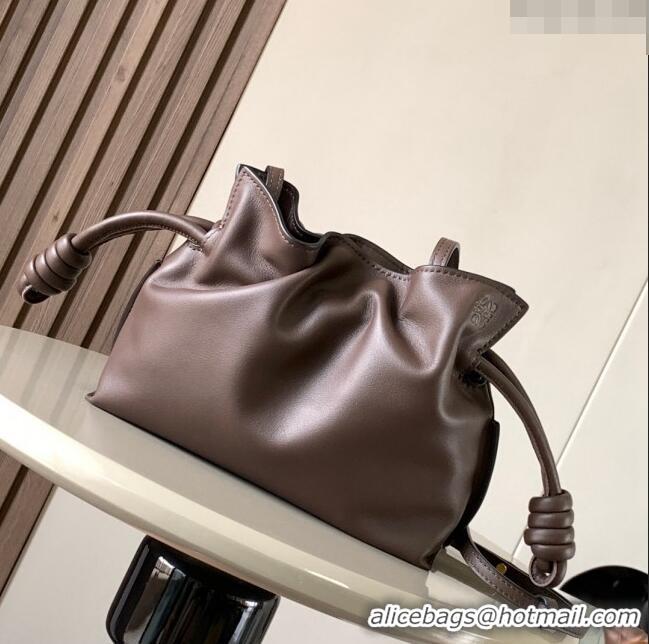 Most Popular Loewe Mini Flamenco Clutch in Nappa Leather 10855 Chocolate 2023