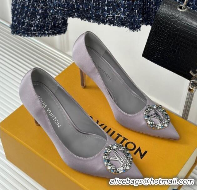 Perfect Louis Vuitton Met Pumps 7cm in Satin Grey 0226142