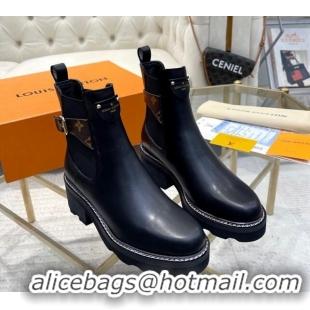 Fashion Louis Vuitton LV Beaubourg Ankle Boots in Calf Leather Black 0226143