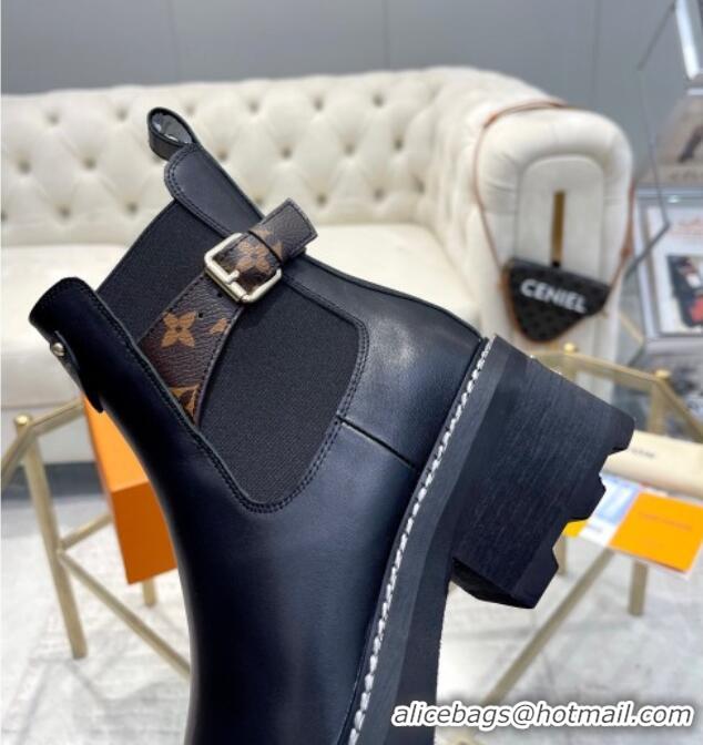 Fashion Louis Vuitton LV Beaubourg Ankle Boots in Calf Leather Black 0226143