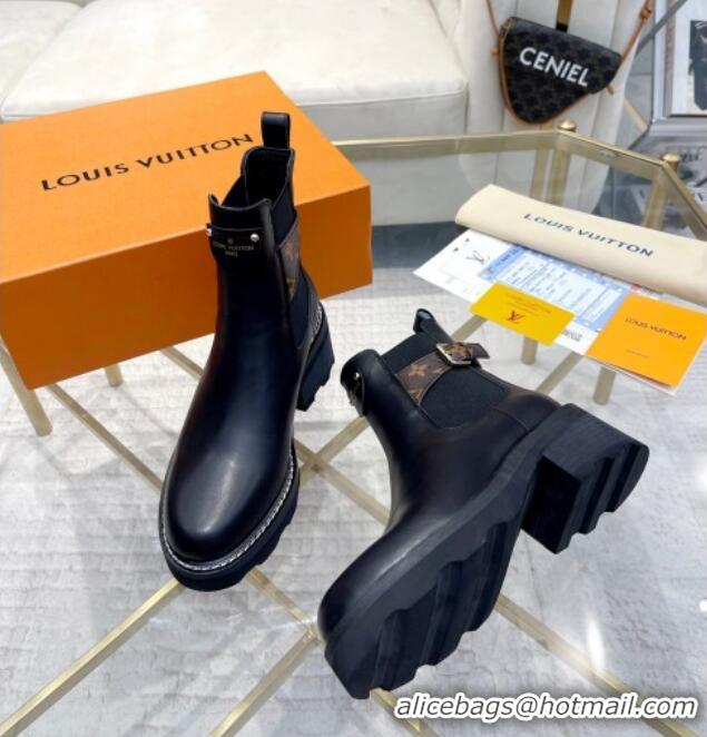 Fashion Louis Vuitton LV Beaubourg Ankle Boots in Calf Leather Black 0226143