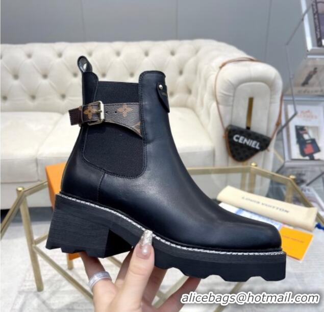 Fashion Louis Vuitton LV Beaubourg Ankle Boots in Calf Leather Black 0226143