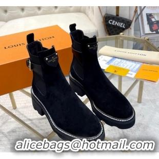 Classic Hot Louis Vuitton LV Beaubourg Ankle Boots in Suede Black 226144