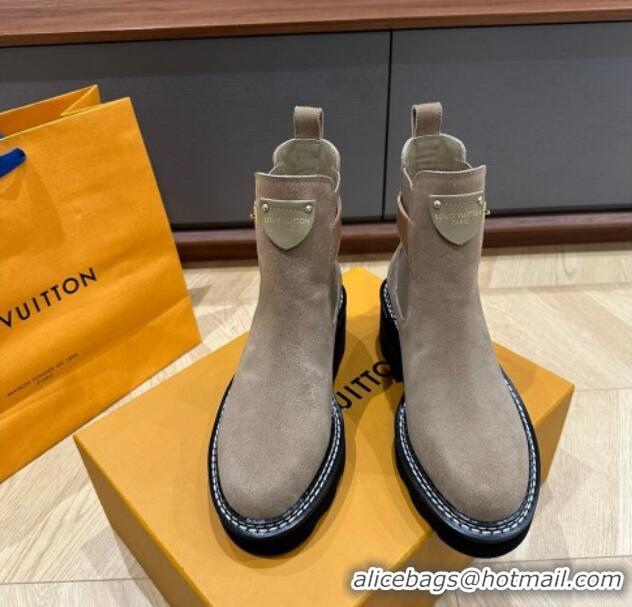 Most Popular Louis Vuitton LV Beaubourg Ankle Boots in Suede Grey 226146