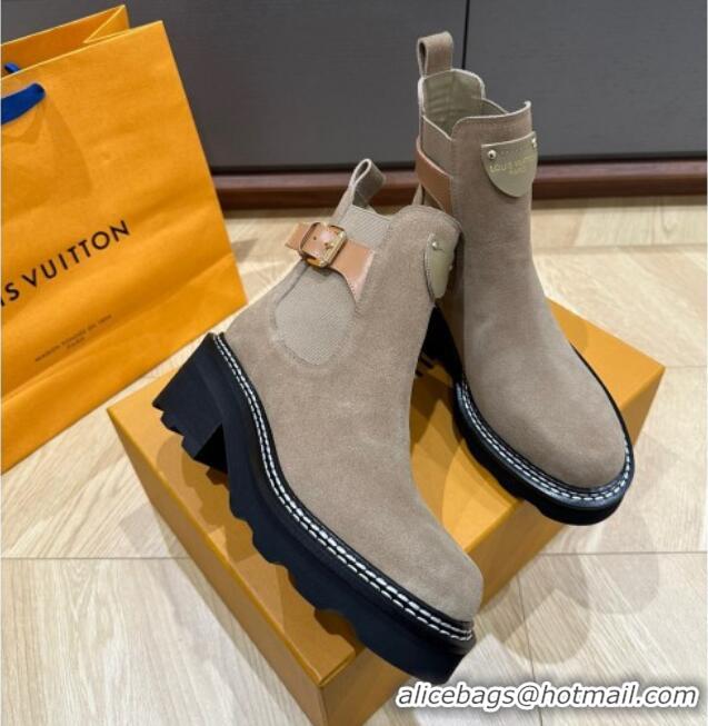 Most Popular Louis Vuitton LV Beaubourg Ankle Boots in Suede Grey 226146