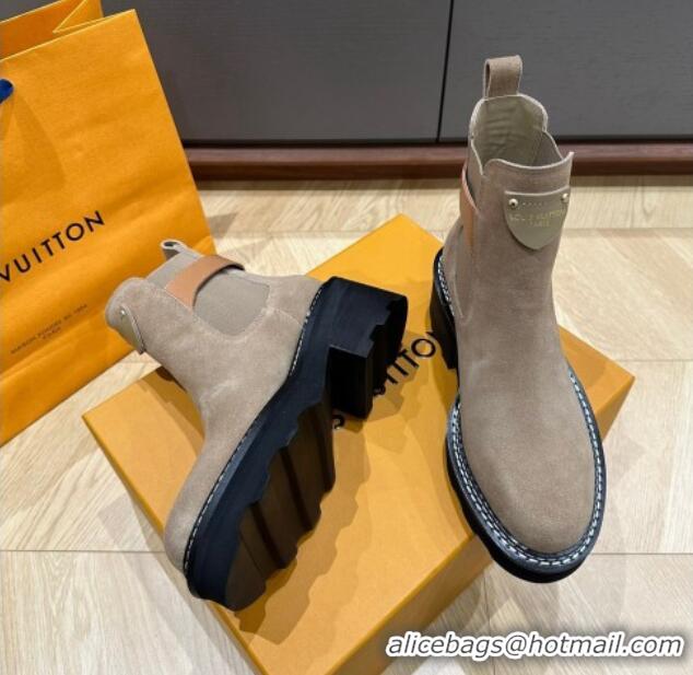 Most Popular Louis Vuitton LV Beaubourg Ankle Boots in Suede Grey 226146