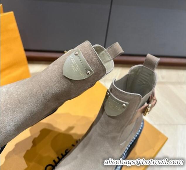 Most Popular Louis Vuitton LV Beaubourg Ankle Boots in Suede Grey 226146