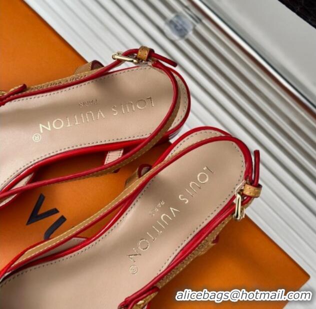 Good Quality Louis Vuitton Blossom Slingback Flat Ballerinas in Patent Leather Red 320012