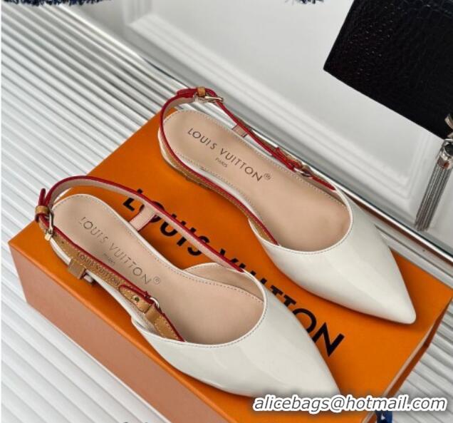 Good Product Louis Vuitton Blossom Slingback Flat Ballerinas in Patent Leather White 0320014