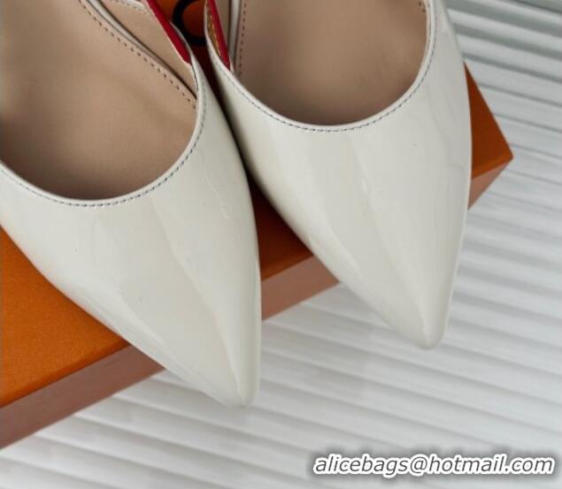 Good Product Louis Vuitton Blossom Slingback Flat Ballerinas in Patent Leather White 0320014