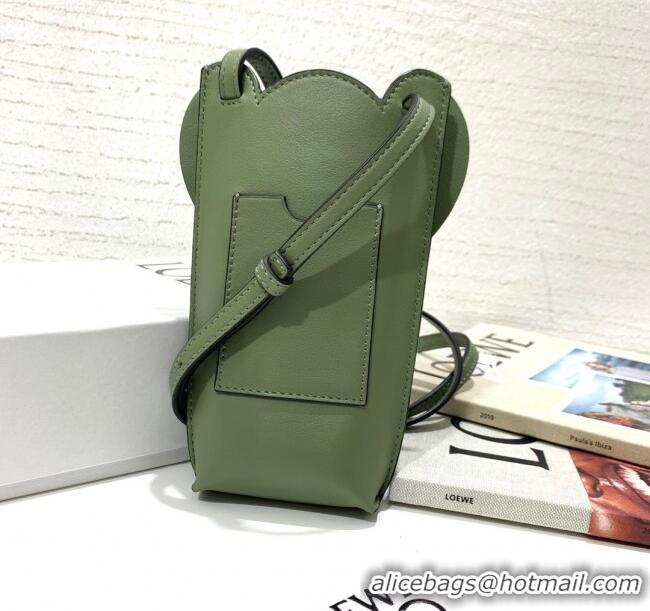 Top Grade Loewe Elephant Pocket in Classic Calfskin LE1336 Avocado Green