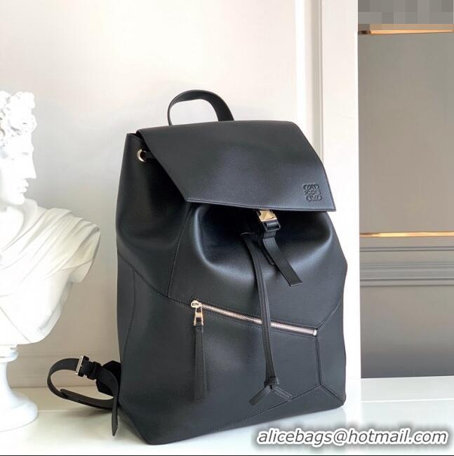 Trendy Design Loewe Puzzle Backpack Bag in Grained Calfskin 10288 Black 2023