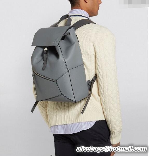 Promotional Loewe Puzzle Backpack Bag in Grained Calfskin 10288 Grey 2023