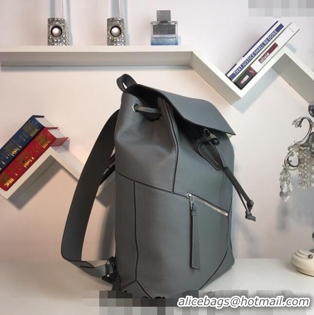 Promotional Loewe Puzzle Backpack Bag in Grained Calfskin 10288 Grey 2023