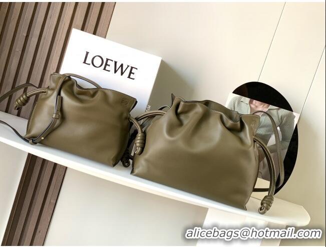 Promotional Loewe Flamenco Clutch in Nappa Leather 10856L Dark Khaki Green 2023