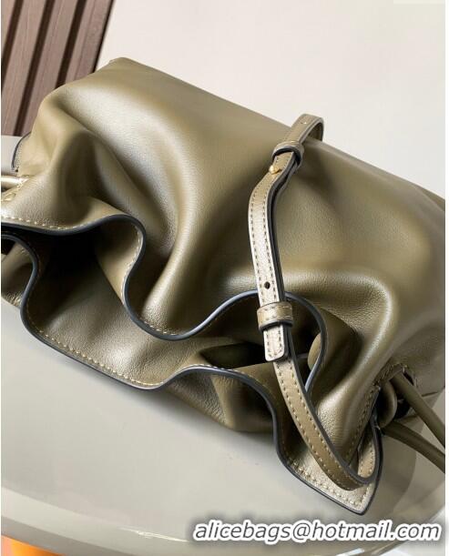 Promotional Loewe Flamenco Clutch in Nappa Leather 10856L Dark Khaki Green 2023