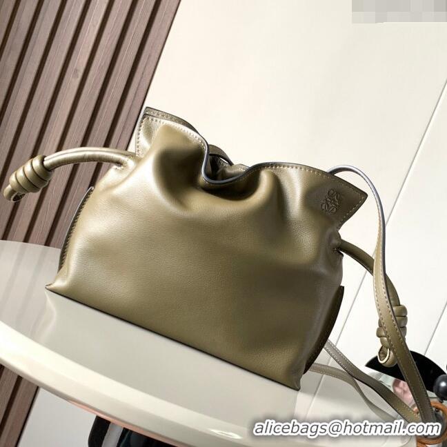 Super Quality Loewe Mini Flamenco Clutch in Nappa Calfskin 9036 Dark Khaki Green 2023