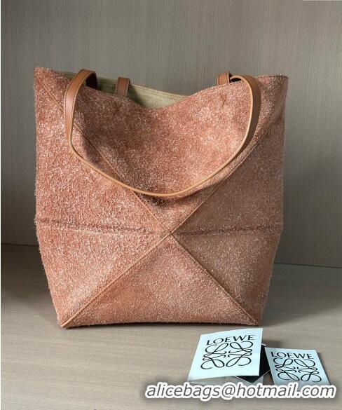 Top Quality Loewe Medium Puzzle Fold Tote in LO1047 Suede Brown 2023