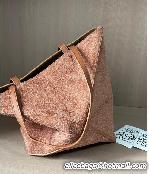 Top Quality Loewe Medium Puzzle Fold Tote in LO1047 Suede Brown 2023