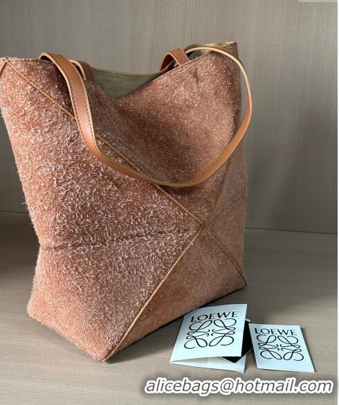 Top Quality Loewe Medium Puzzle Fold Tote in LO1047 Suede Brown 2023