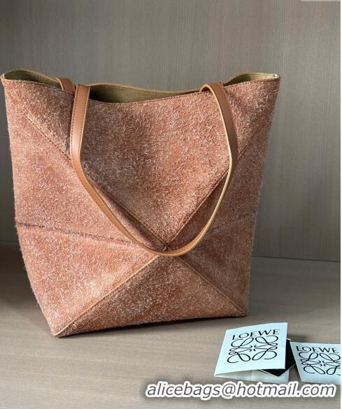 Top Quality Loewe Medium Puzzle Fold Tote in LO1047 Suede Brown 2023