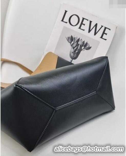 Good Taste Loewe Medium Puzzle Fold Tote in patchwork calfskin LO1047 Black/Beige 2023