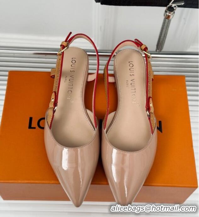 Best Price Louis Vuitton Blossom Slingback Flat Ballerinas in Patent Leather Nude 0320016