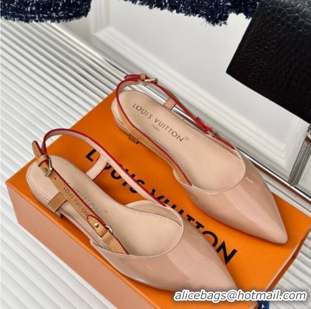 Best Price Louis Vuitton Blossom Slingback Flat Ballerinas in Patent Leather Nude 0320016