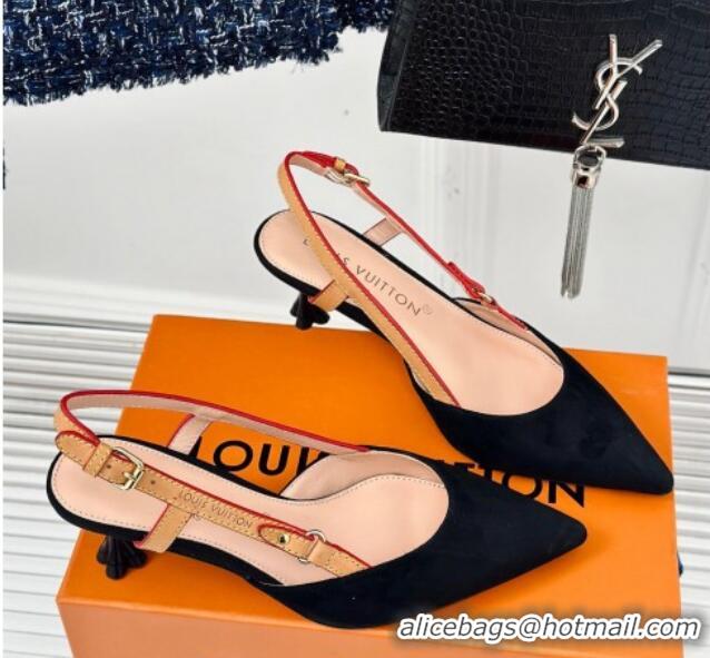 Purchase Louis Vuitton Blossom Slingback Pumps 5.5cm in Suede Black 0320022