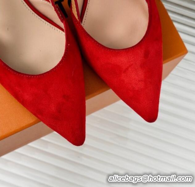 Good Quality Louis Vuitton Blossom Slingback Pumps 5.5cm in Suede Red 0320020