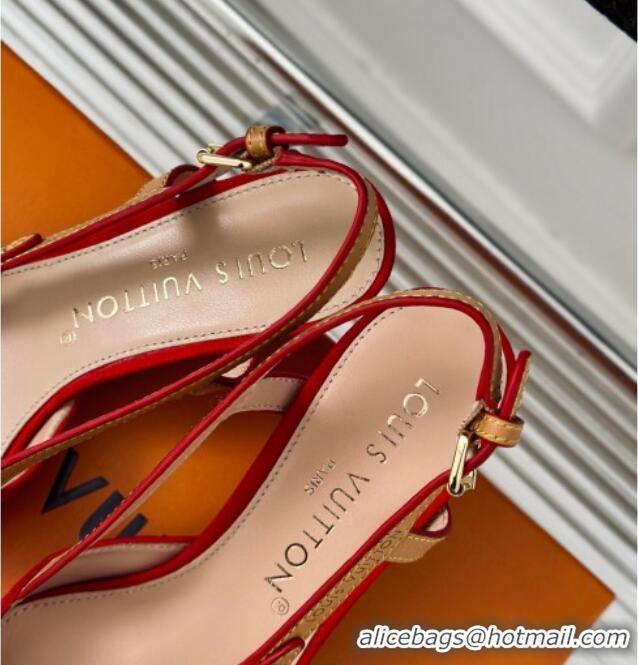 Good Quality Louis Vuitton Blossom Slingback Pumps 5.5cm in Suede Red 0320020