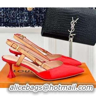 Grade Quality Louis Vuitton Blossom Slingback Pumps 5.5cm in Patent Leather Red 0320018