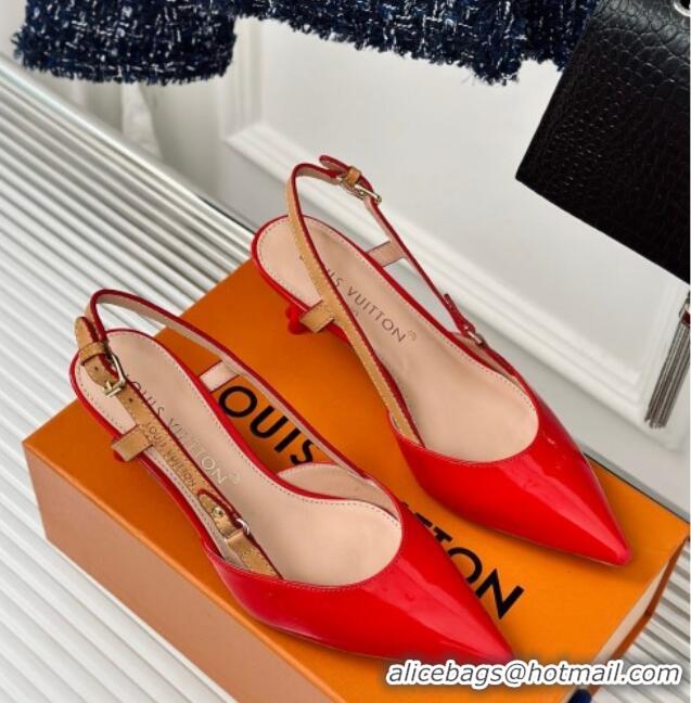 Grade Quality Louis Vuitton Blossom Slingback Pumps 5.5cm in Patent Leather Red 0320018