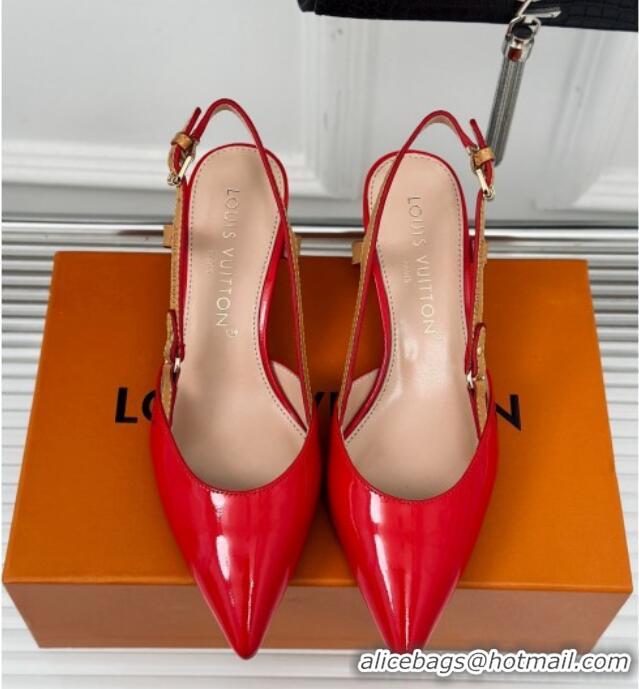 Grade Quality Louis Vuitton Blossom Slingback Pumps 5.5cm in Patent Leather Red 0320018