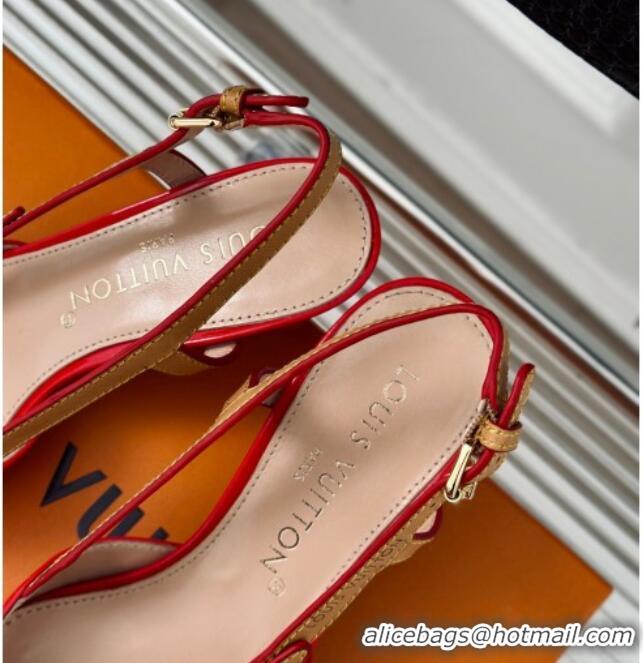 Grade Quality Louis Vuitton Blossom Slingback Pumps 5.5cm in Patent Leather Red 0320018