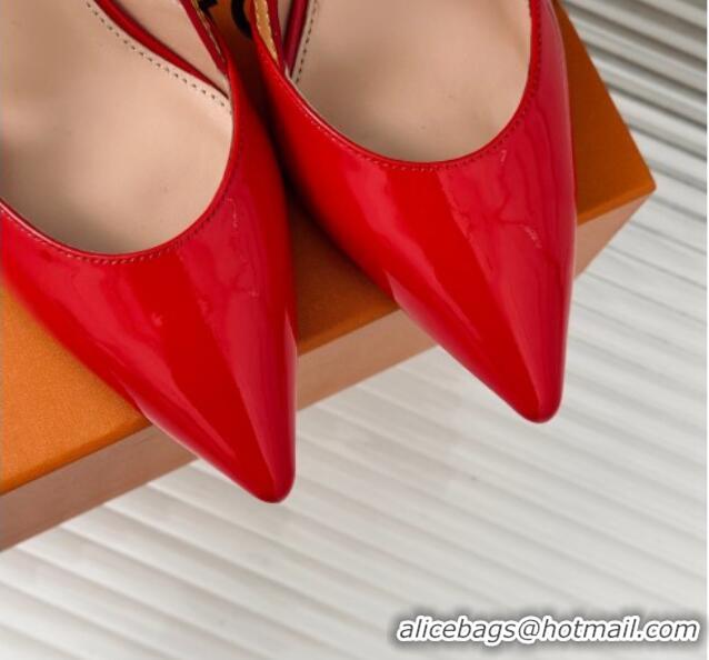 Grade Quality Louis Vuitton Blossom Slingback Pumps 5.5cm in Patent Leather Red 0320018