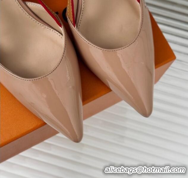 Classic Hot Louis Vuitton Blossom Slingback Pumps 5.5cm in Patent Leather Nude 0320021