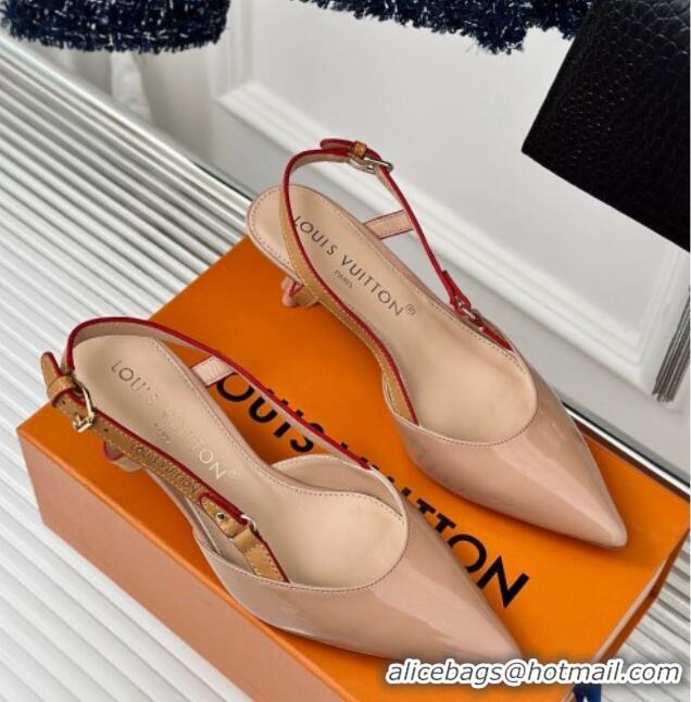 Classic Hot Louis Vuitton Blossom Slingback Pumps 5.5cm in Patent Leather Nude 0320021