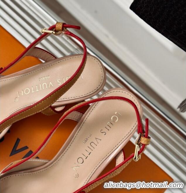 Classic Hot Louis Vuitton Blossom Slingback Pumps 5.5cm in Patent Leather Nude 0320021