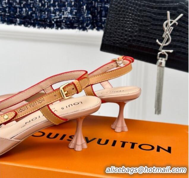 Classic Hot Louis Vuitton Blossom Slingback Pumps 5.5cm in Patent Leather Nude 0320021