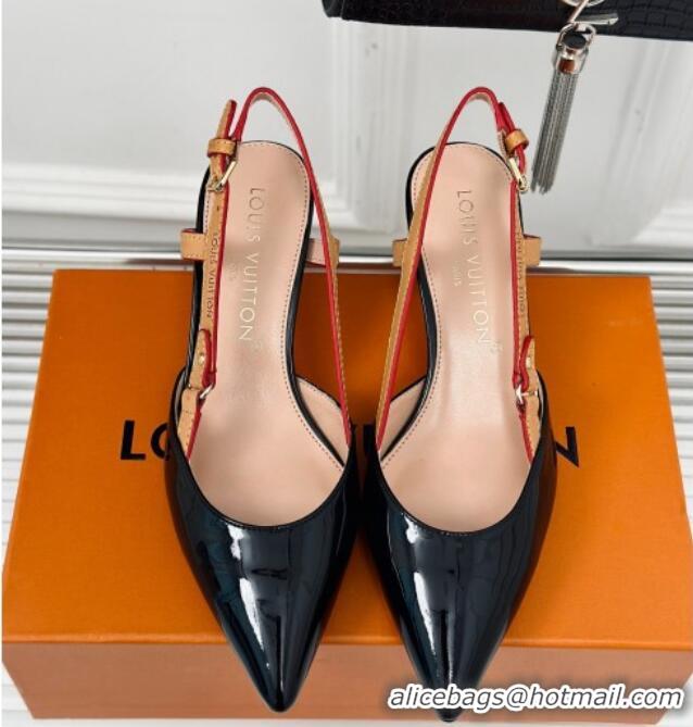 Good Looking Louis Vuitton Blossom Slingback Pumps 5.5cm in Patent Leather Black 0320024