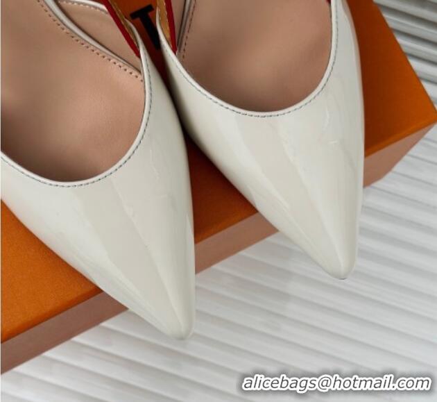 Crafted Louis Vuitton Blossom Slingback Pumps 5.5cm in Patent Leather White 0320025