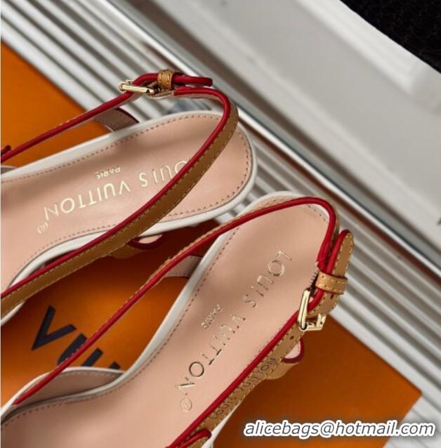 Crafted Louis Vuitton Blossom Slingback Pumps 5.5cm in Patent Leather White 0320025