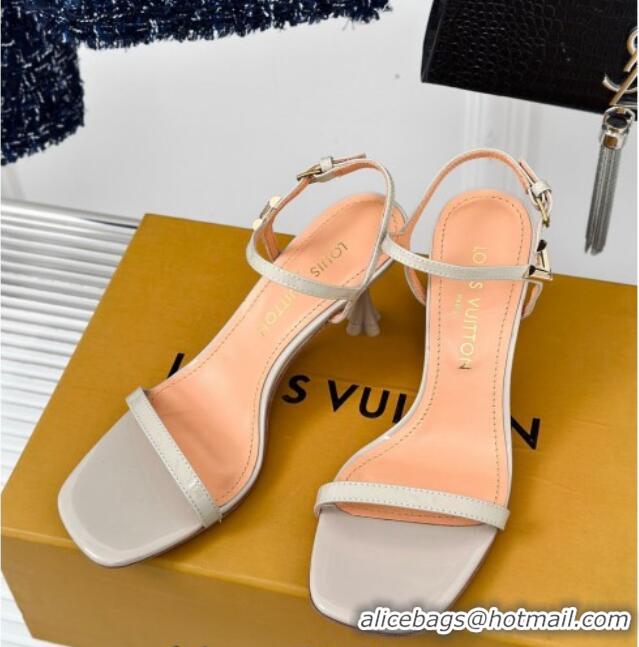 Low Price Louis Vuitton Blossom Heel Sandals 7.5cm Patent Leather Light Grey 0320033