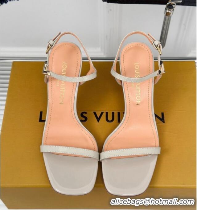 Low Price Louis Vuitton Blossom Heel Sandals 7.5cm Patent Leather Light Grey 0320033