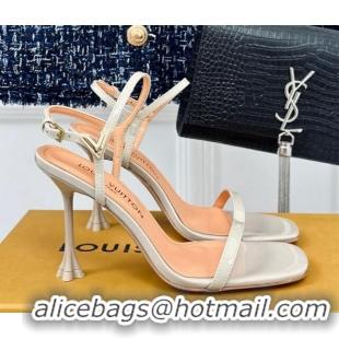 Purchase Louis Vuitton Blossom Heel Sandals 9.5cm Patent Leather Light Grey 0320037